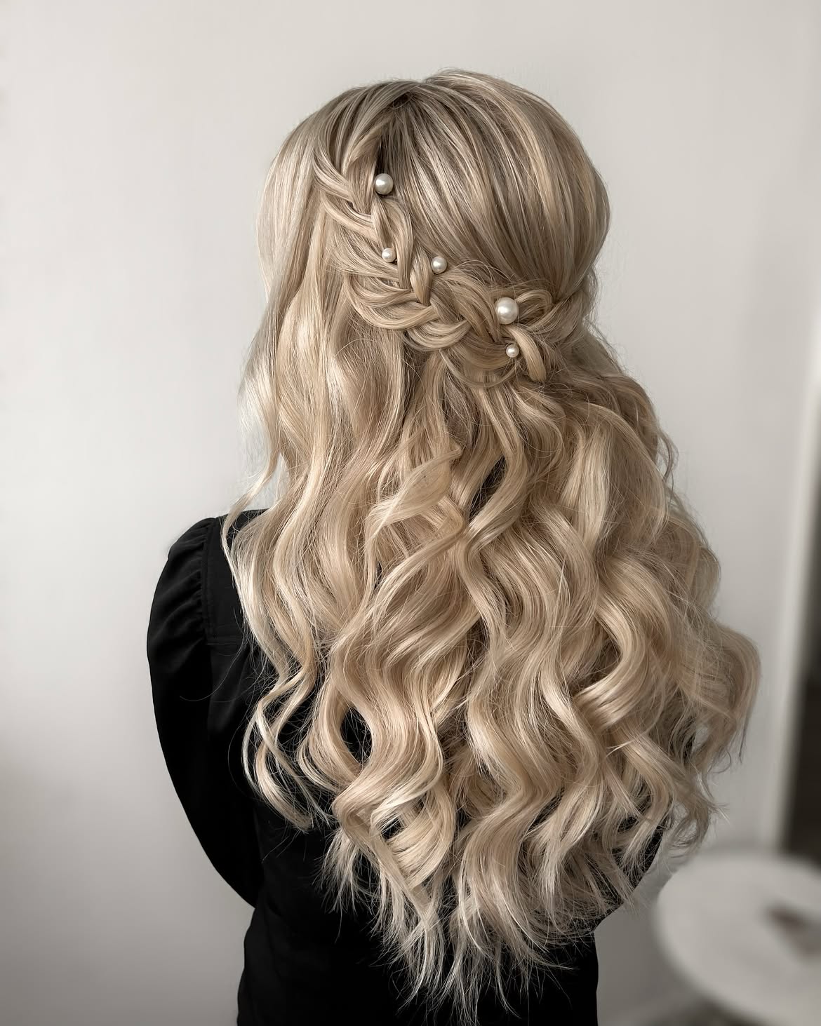 Romantic Braided Half-Up With Pearl Accents