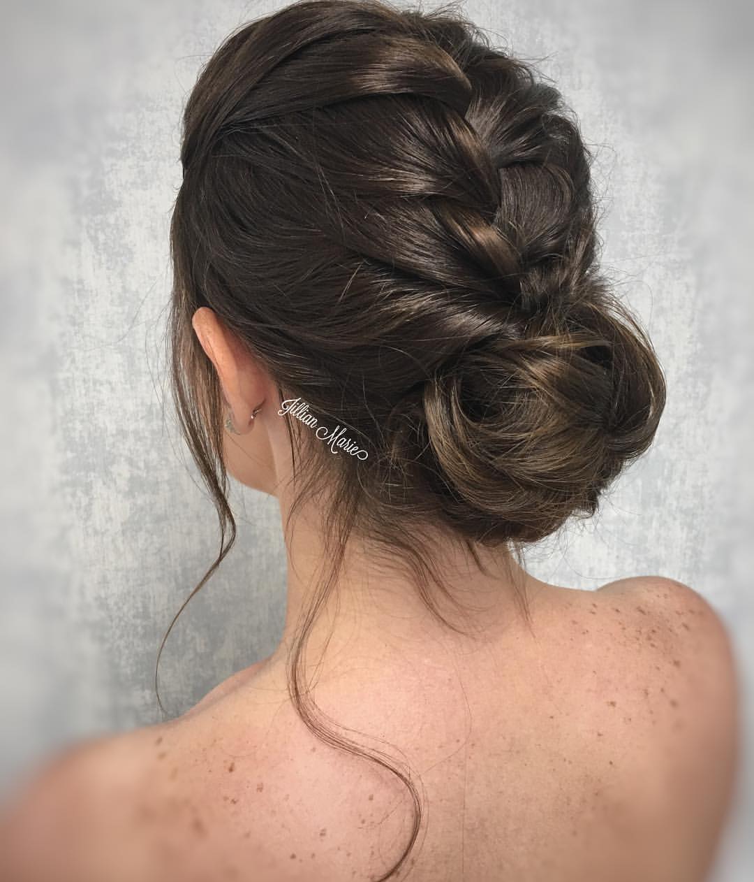 Romantic Braided Updo With Wispy Strands