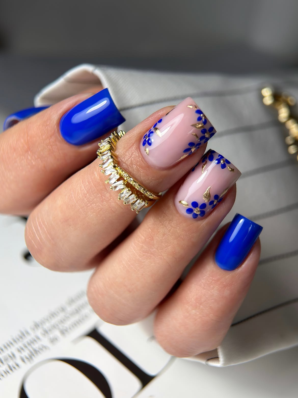 Royal Blue With Floral Gold Accents