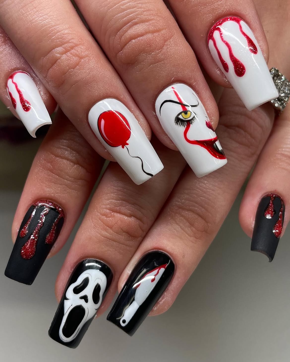 Scary Movie Halloween Nail Art Designs