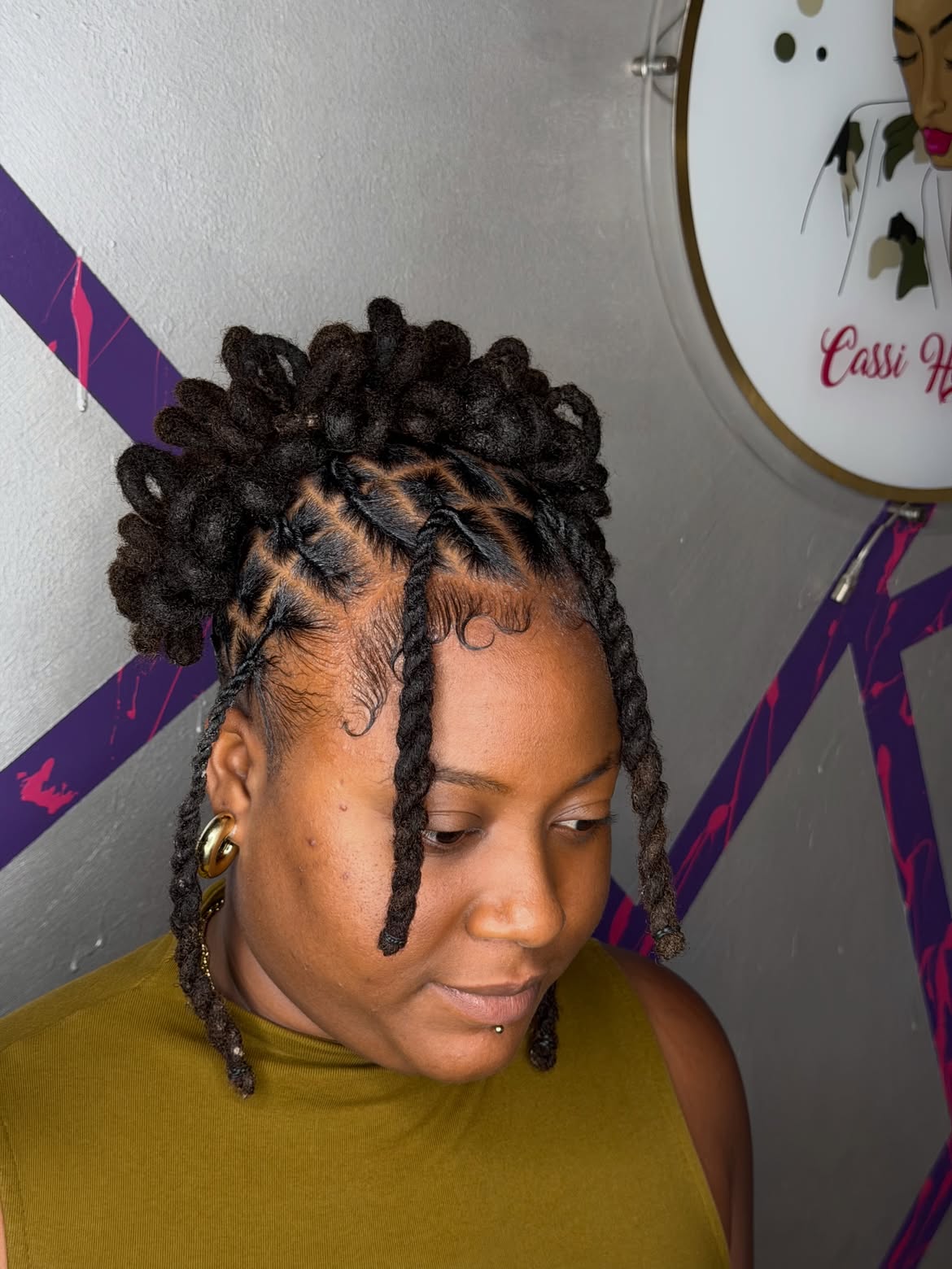 Sculpted Updo With Intricate Box Braid Dreads