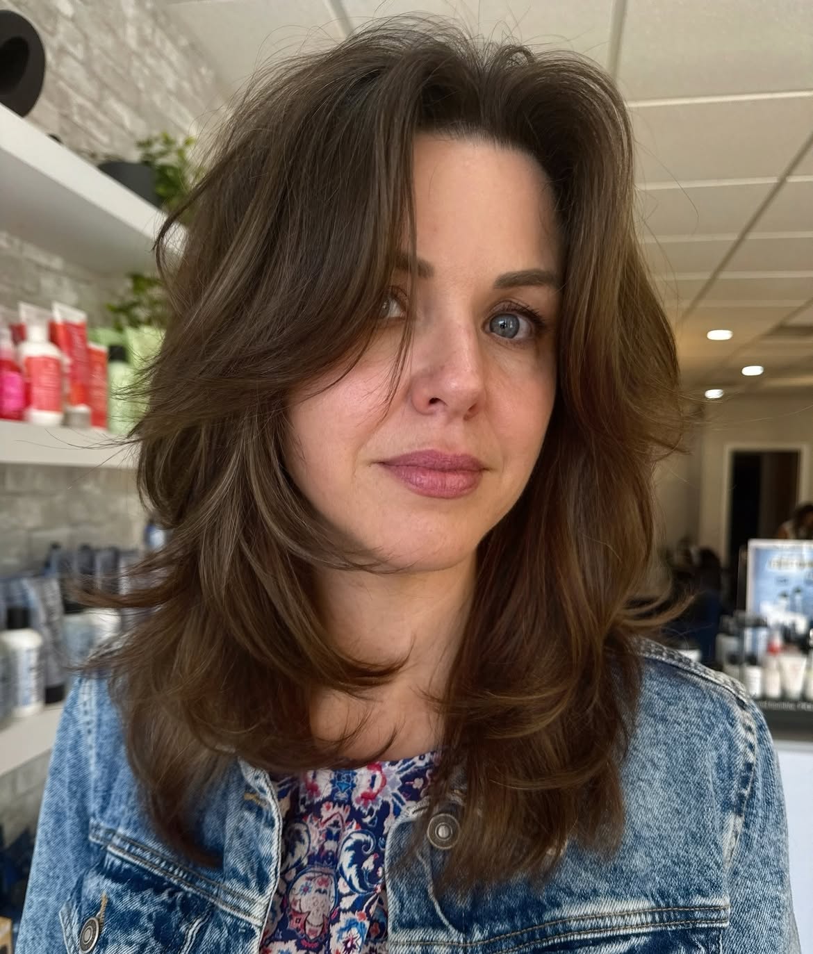 Shaggy Layers With Warm Balayage on Medium Hair