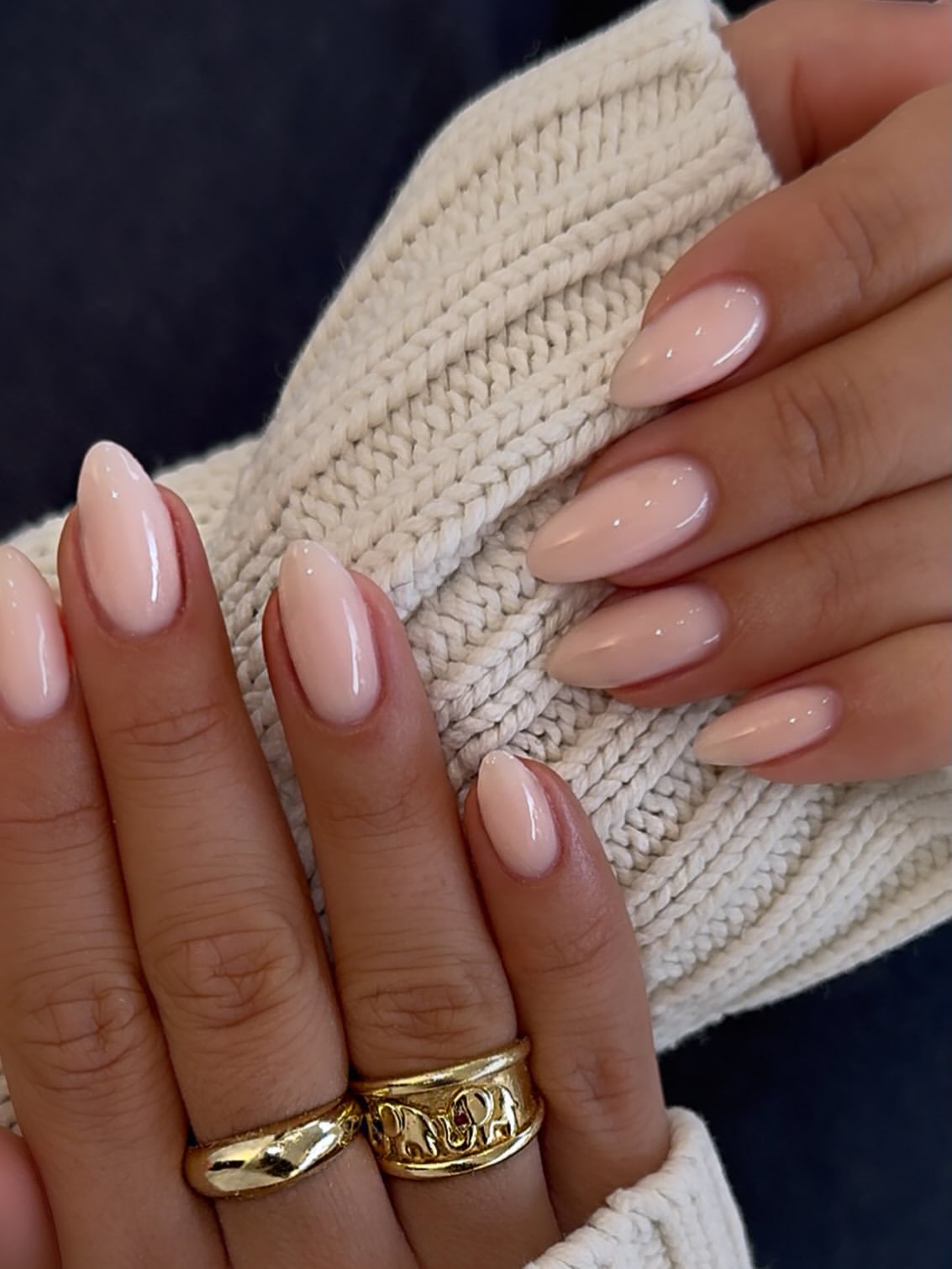 Sheer Milky Nude Almond Nails