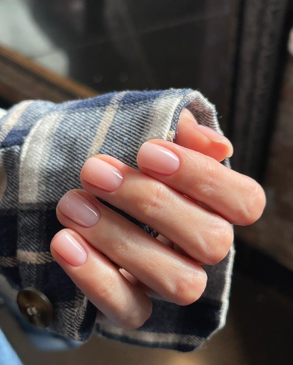 Sheer Milky Pink Short Squoval Nails