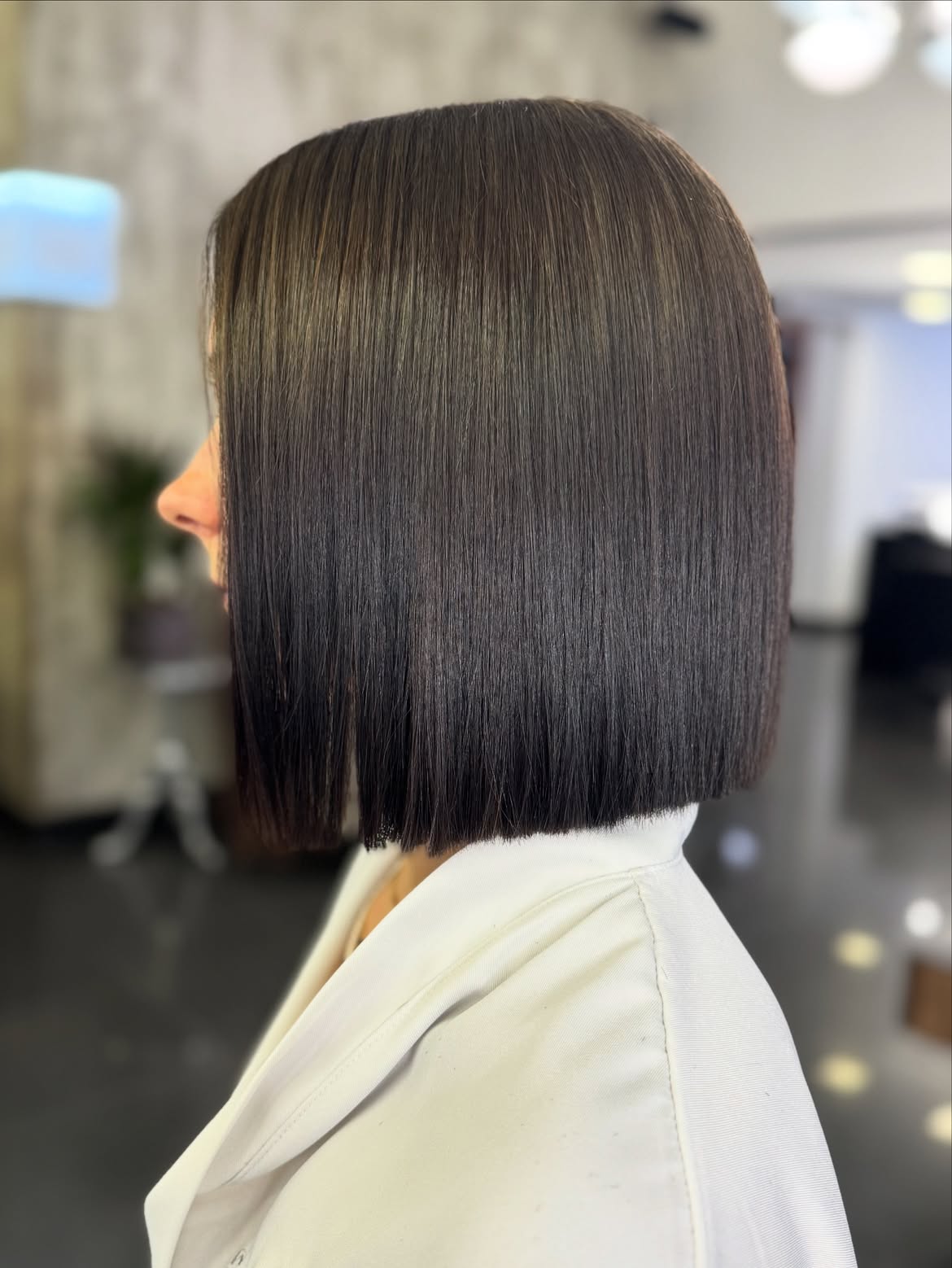 Sleek Blunt Bob With Subtle Ash Balayage