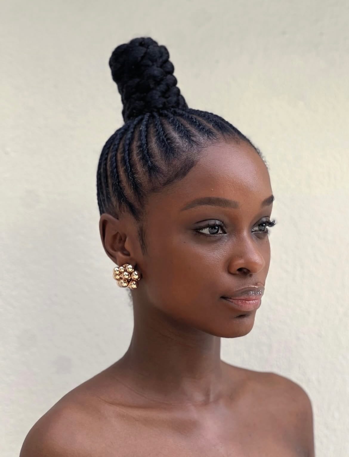 Sleek Braided Top Knot With Defined Edges