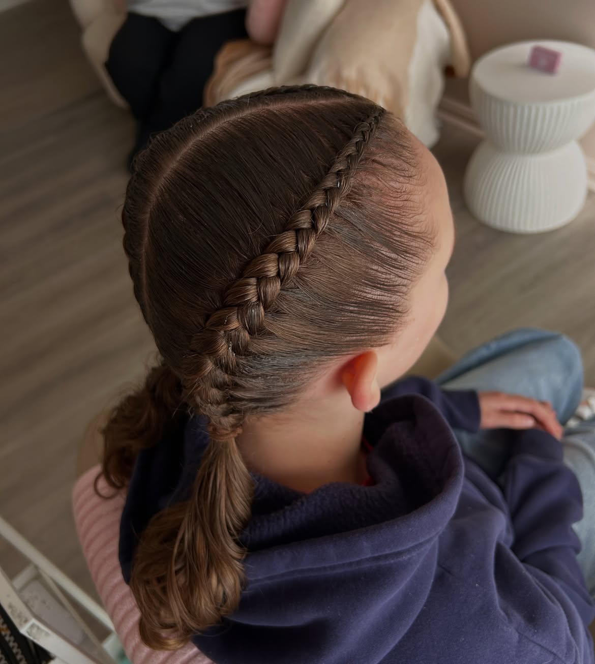 Sleek Double Dutch Braided Low Ponytails