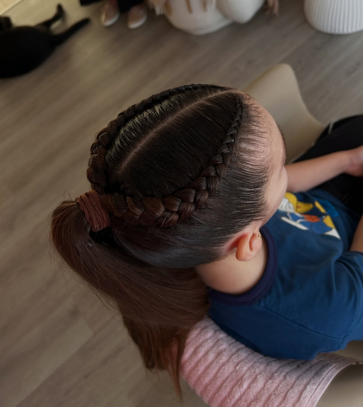 Sleek Double Dutch Braids Into Low Ponytail