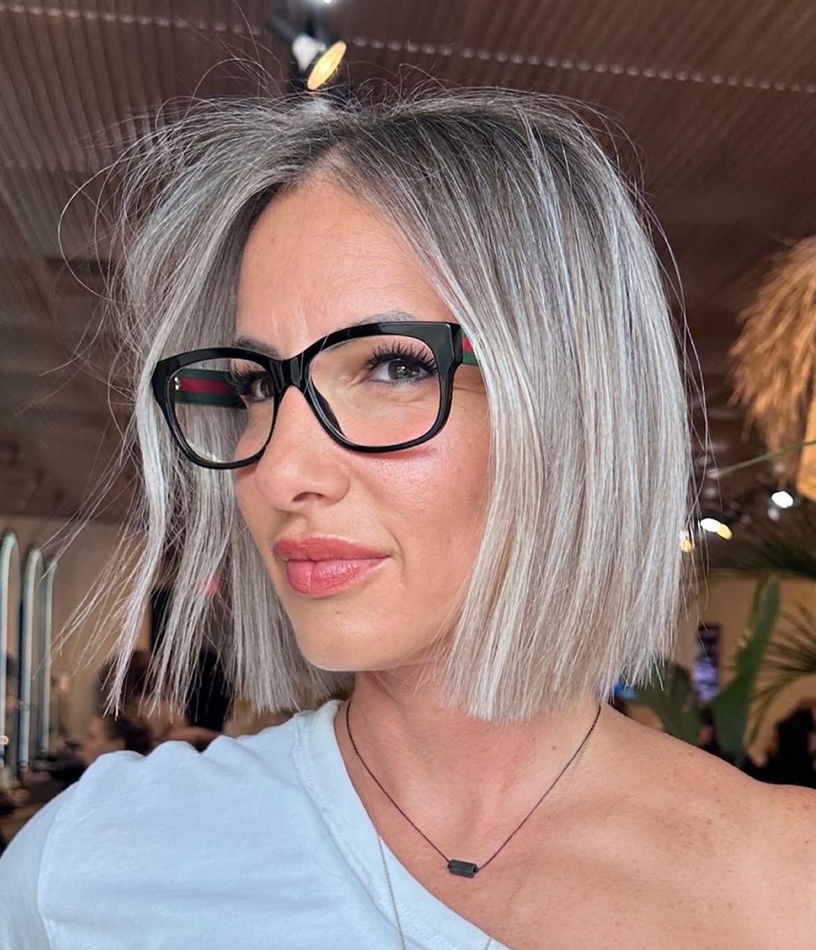 Sleek Platinum Blonde Bob With Subtle Ash Tones