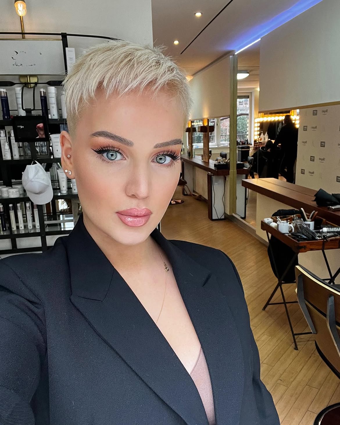 Sleek Platinum Pixie With Textured Top