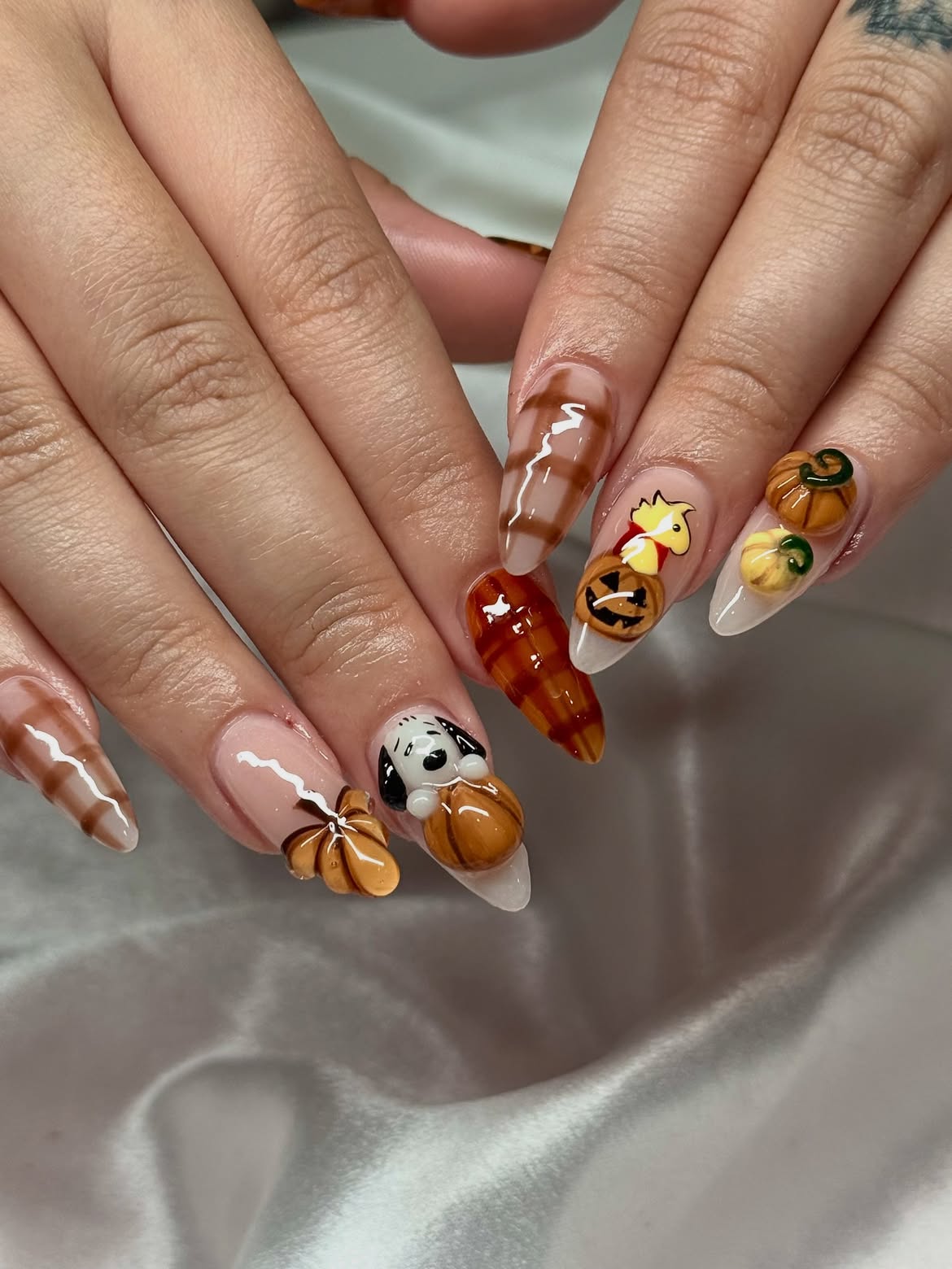 Snoopy Pumpkin Patch Fall Nails