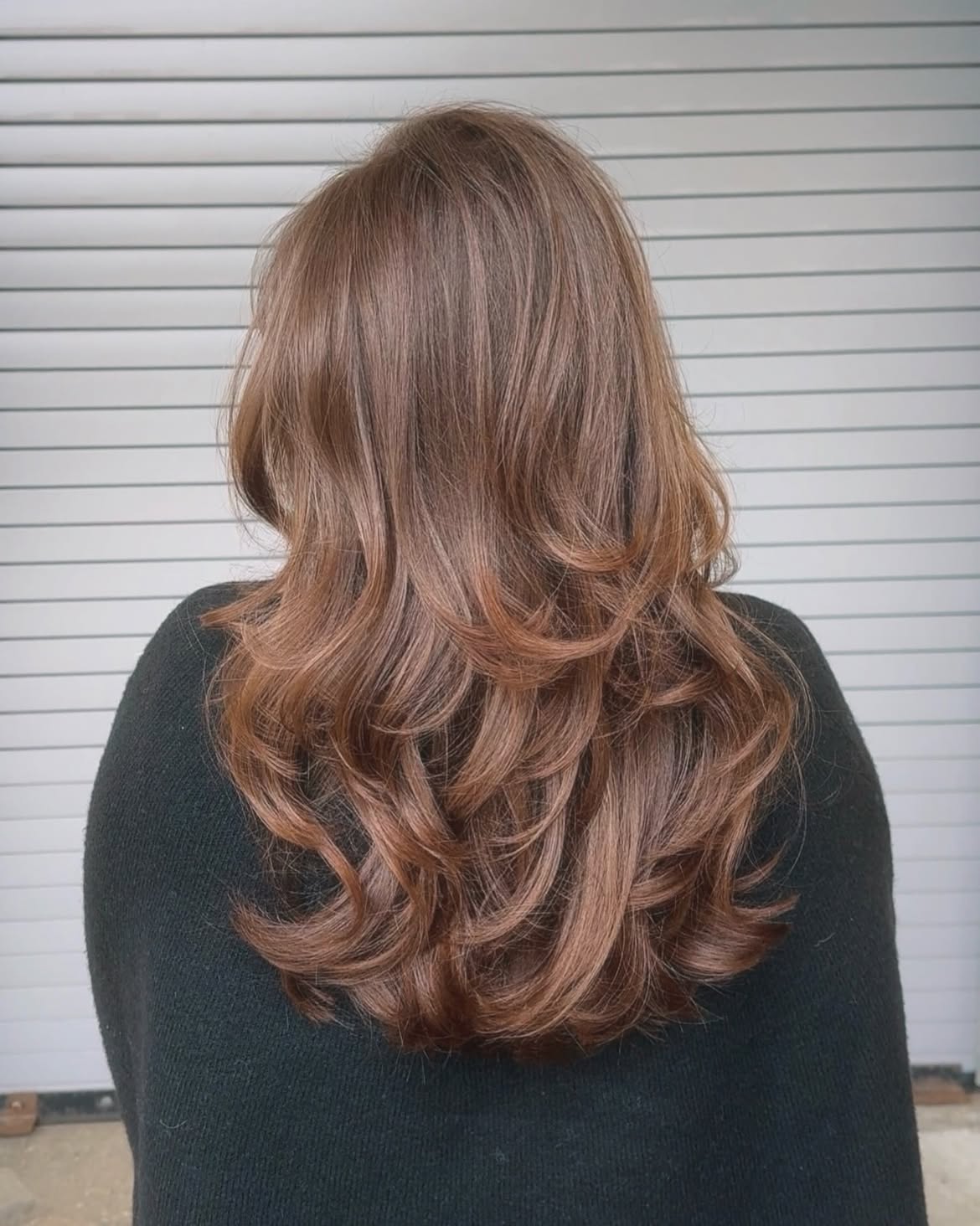 Soft Cascading Layers On Dimensional Milk Chocolate Hair
