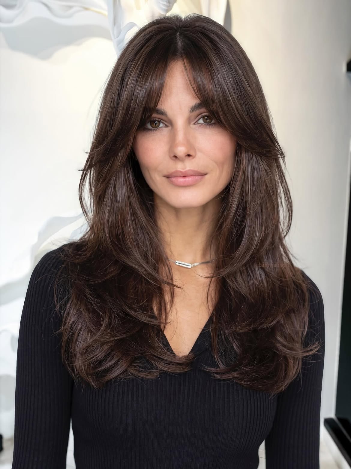 Soft Face Framing Layers With Curtain Bangs