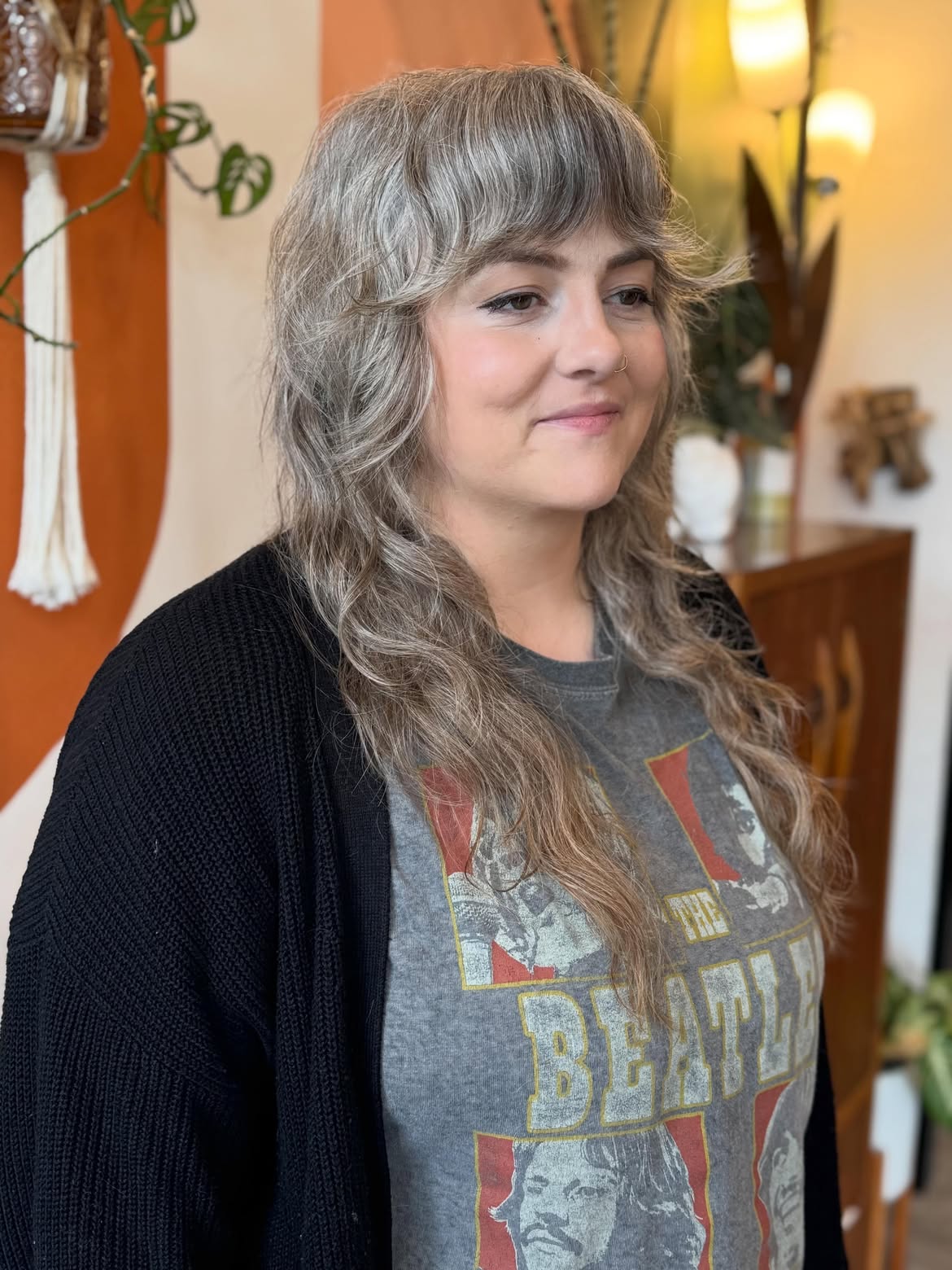 Soft Grey Shag With Textured Wispy Fringe