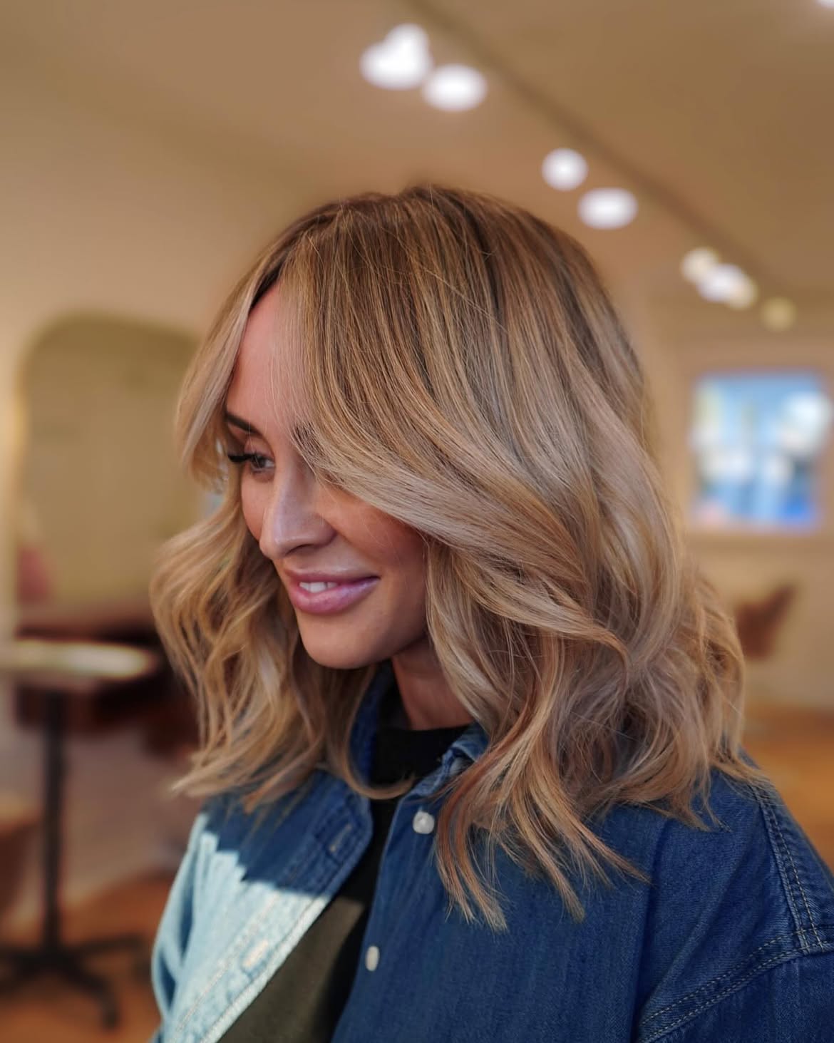 Soft Honey Blonde Waves With Face Framing Layers