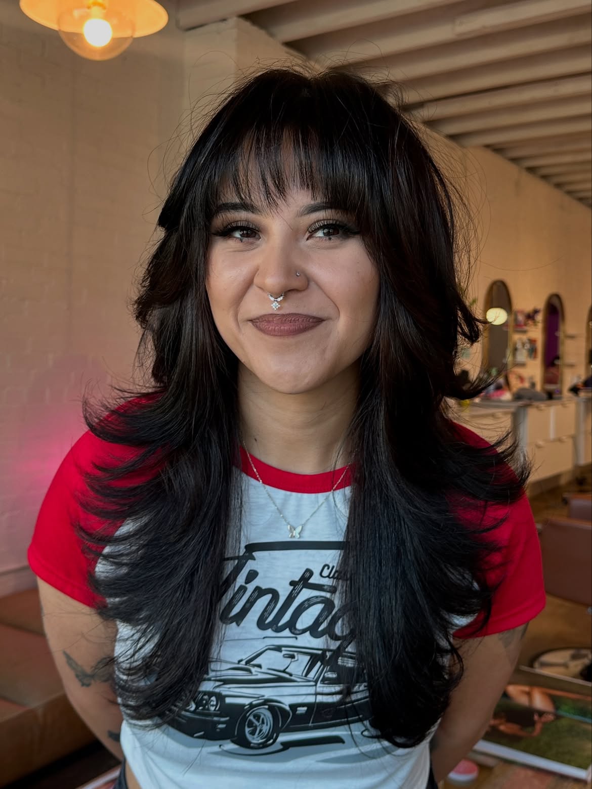 Soft Layered Butterfly Cut With Wispy Bangs
