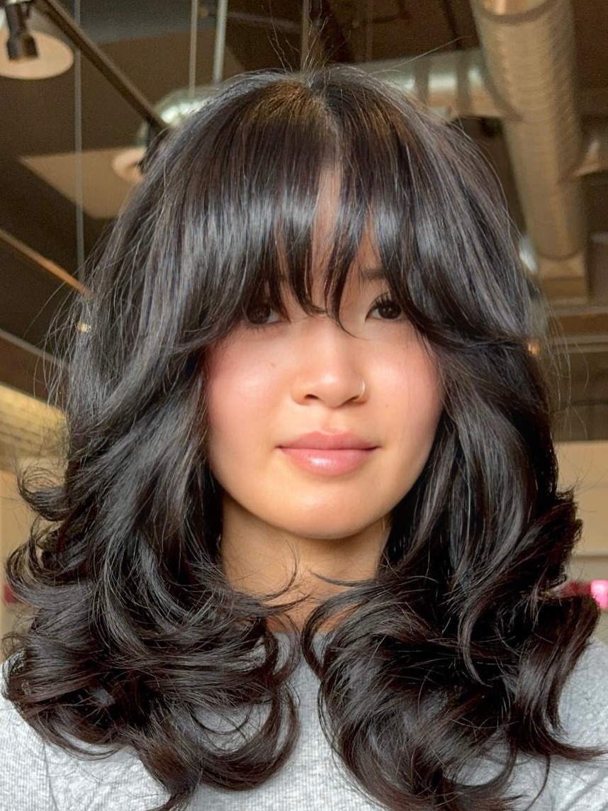 Soft Layered Butterfly Cut With Wispy Curtain Bangs