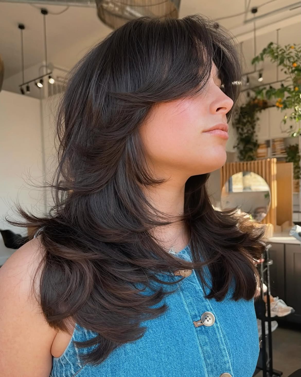Soft Layered Shag With Face Framing Curtain Bangs