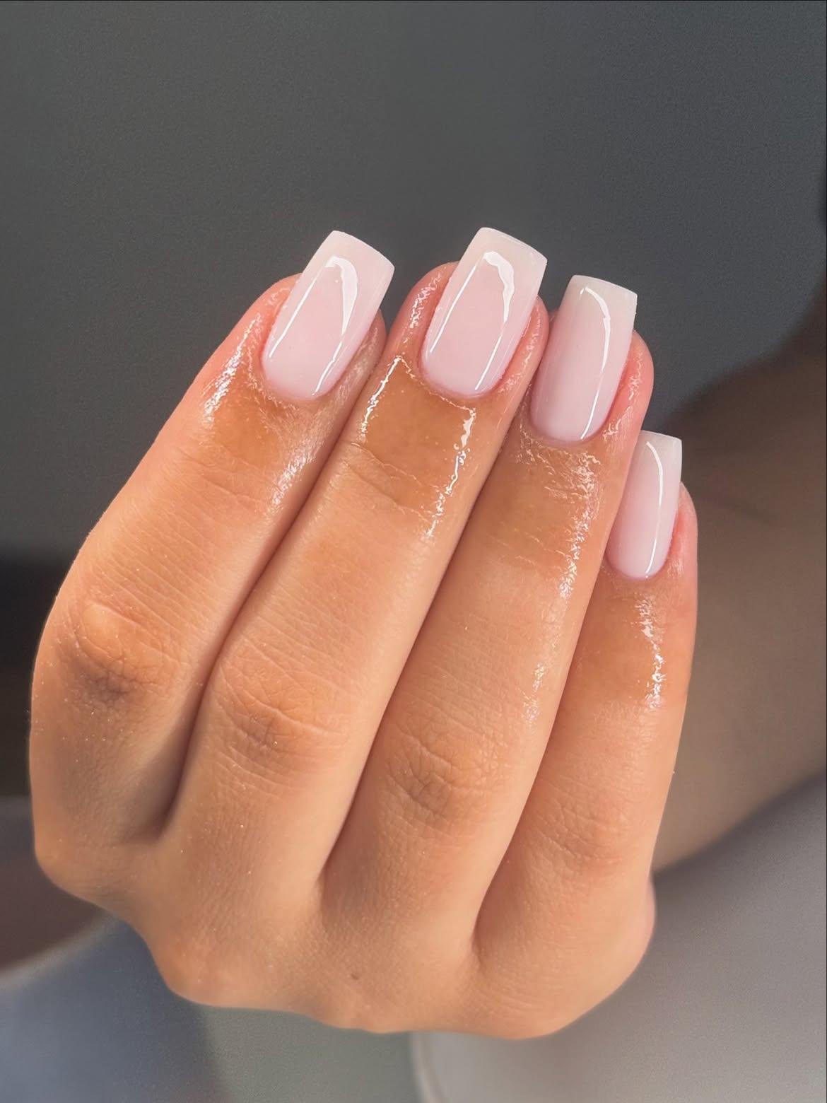 Soft Milky Pink Squoval Nails