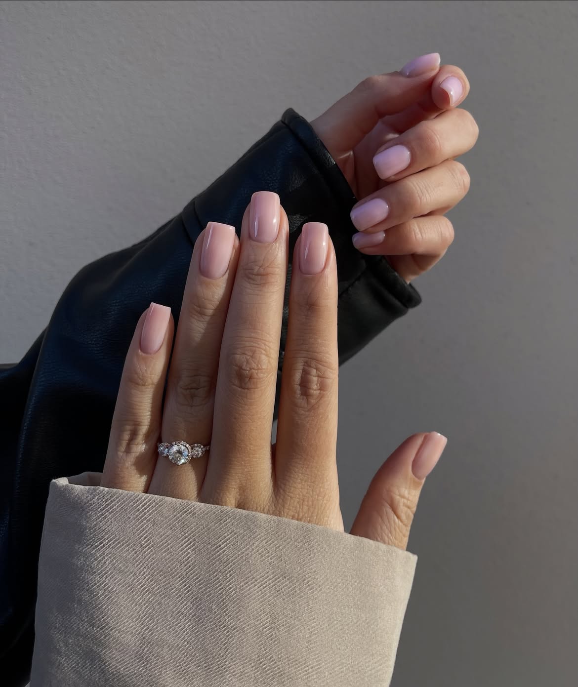 Soft Pink Glossy Squoval Nails