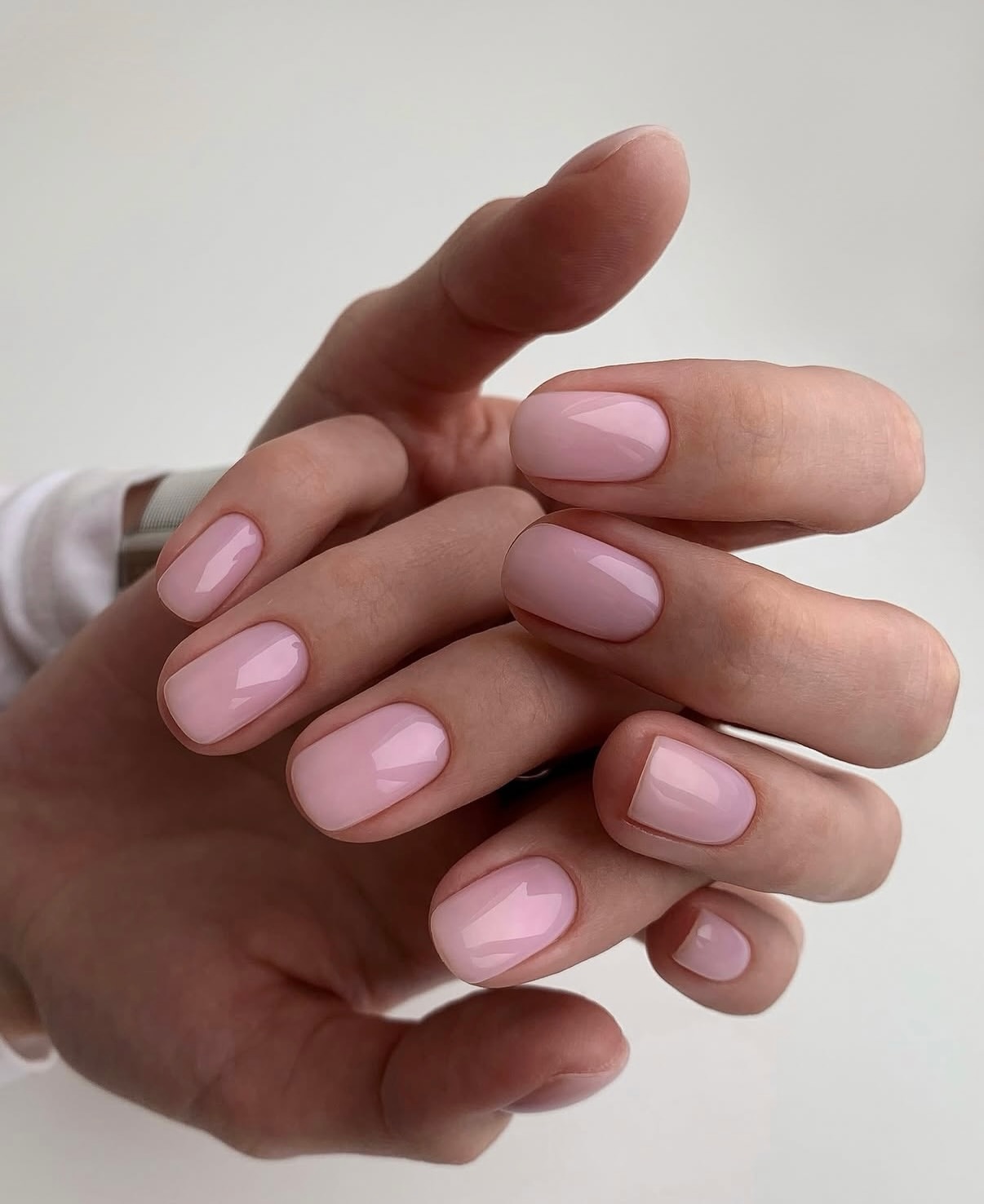 Soft Pink Milky Glossy Short Squoval Nails