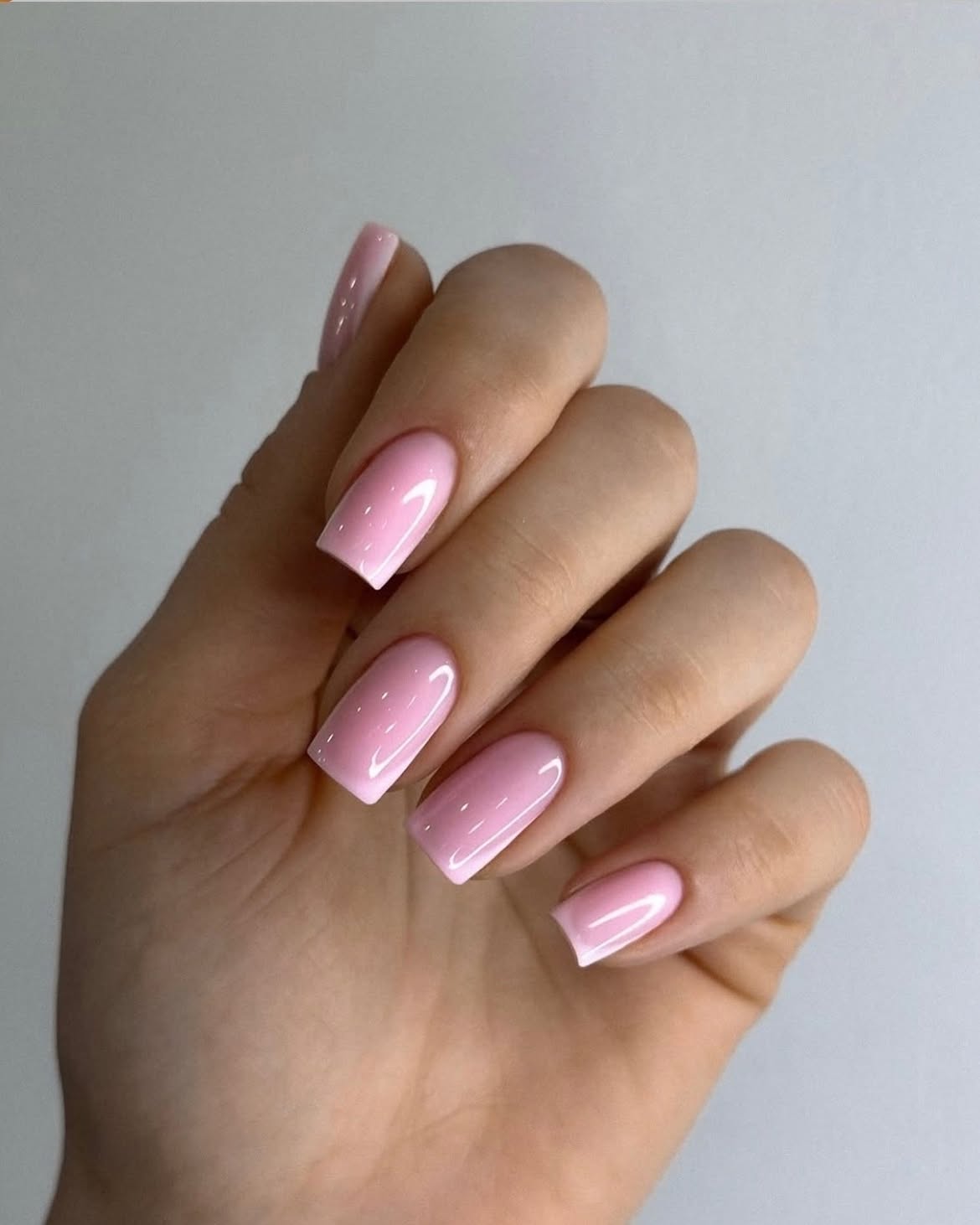 Soft Pink Milky Ombre Squoval Nails