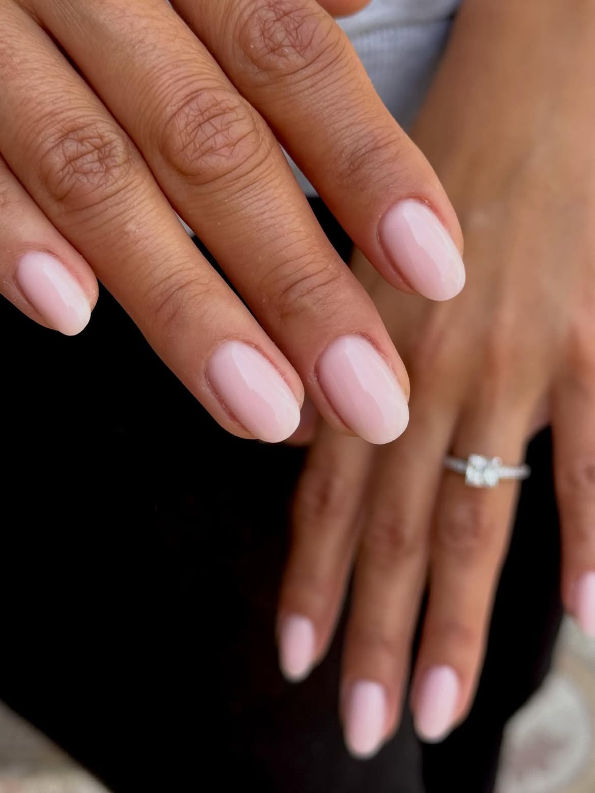 Soft Pink Milky Oval Nails