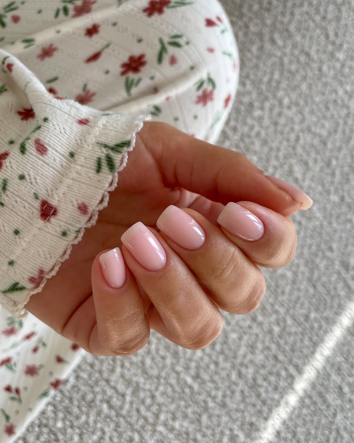 Soft Pink Milky Square Nails