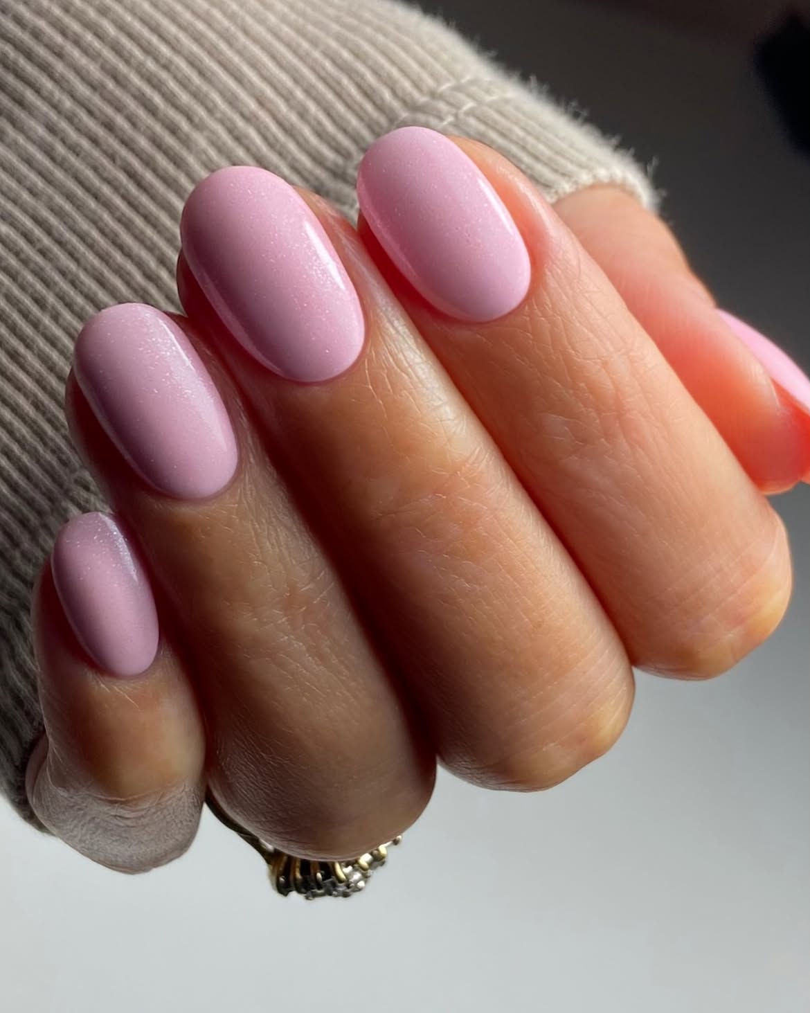 Soft Pink Opal Oval Nails