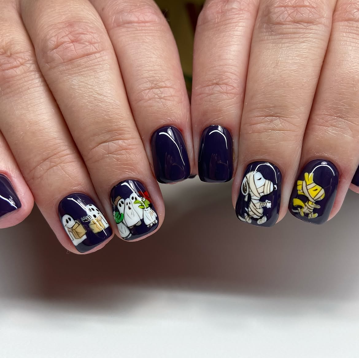 Spooky Cartoon Characters Halloween Nail Art