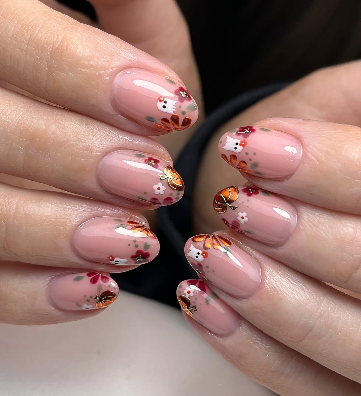 Spooky Cute Ghost and Pumpkin Fall Florals