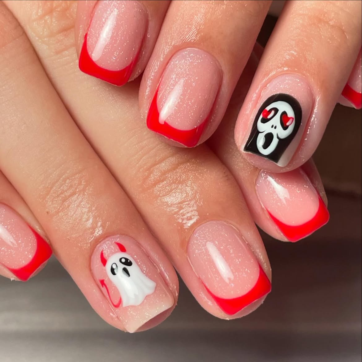 Spooky Cute Halloween Ghost French Tip Nails