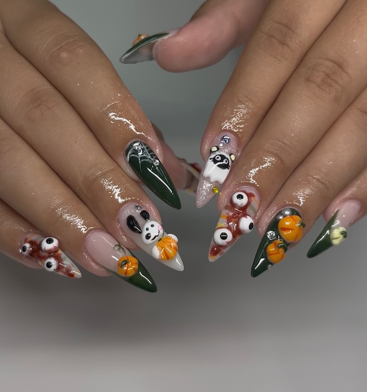 Spooky Halloween 3D Character Stiletto Nails