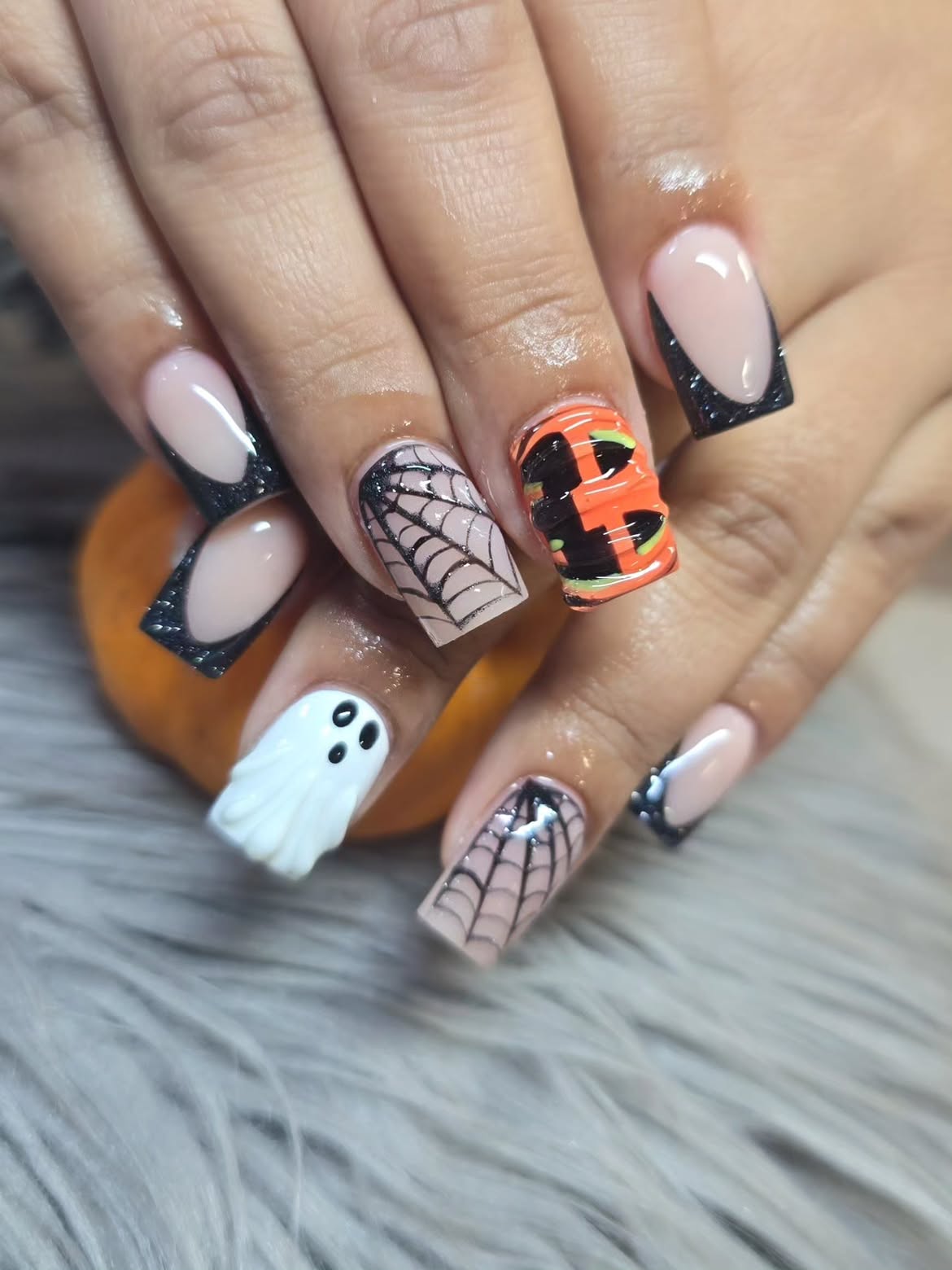 Spooky Halloween French Tip Nail Art