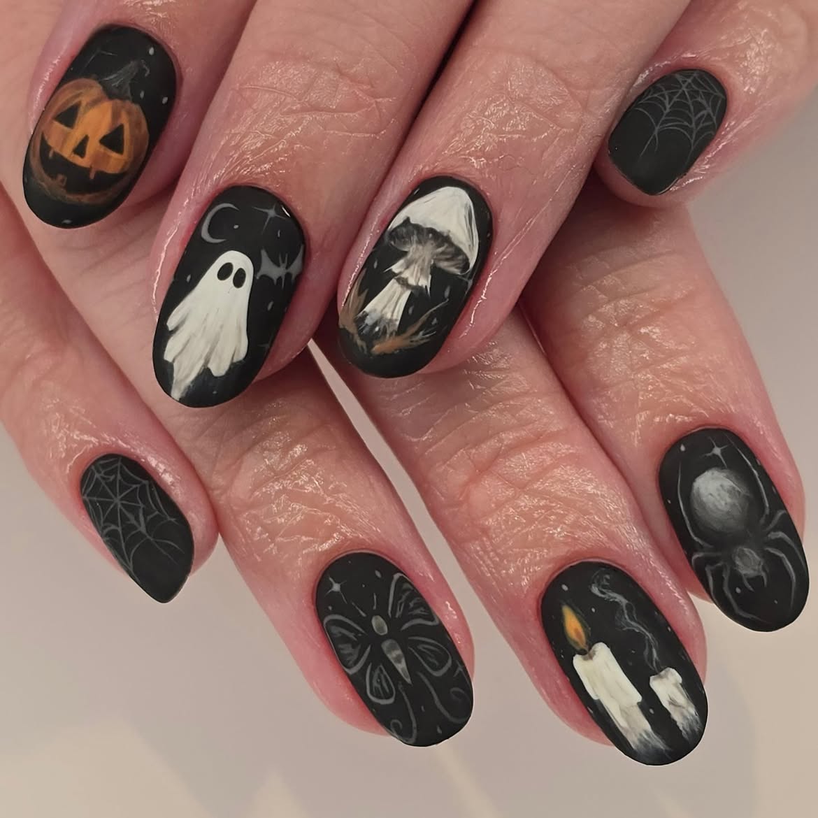 Spooky Halloween Matte Oval Nails
