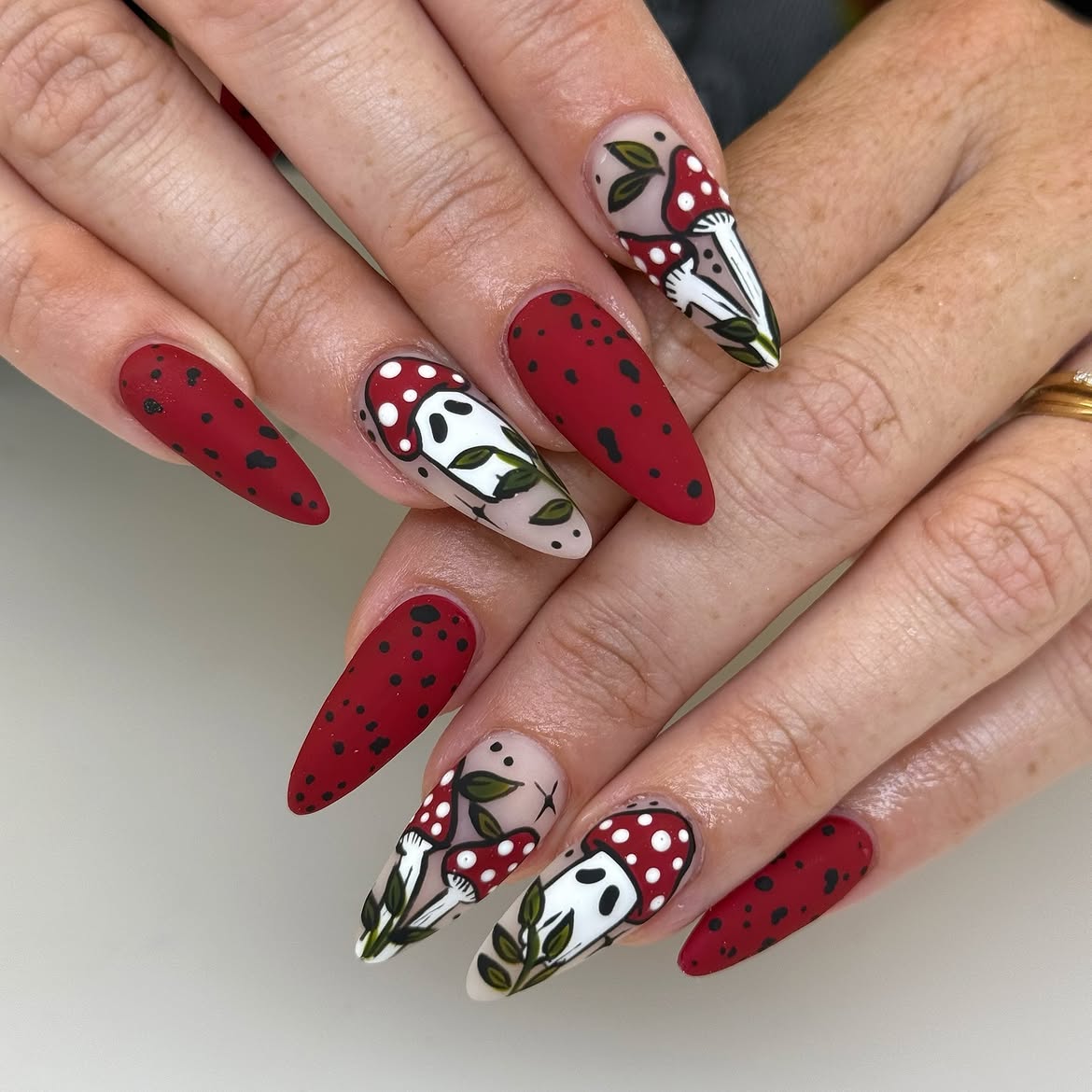 Spooky Mushroom Ghost Matte Coffin Nails