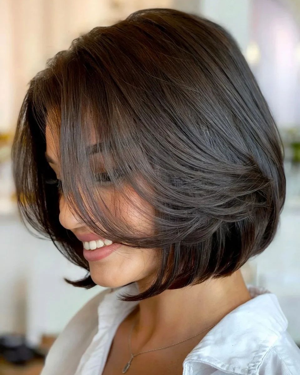 Stacked Bob With Voluminous Face-Framing Layers