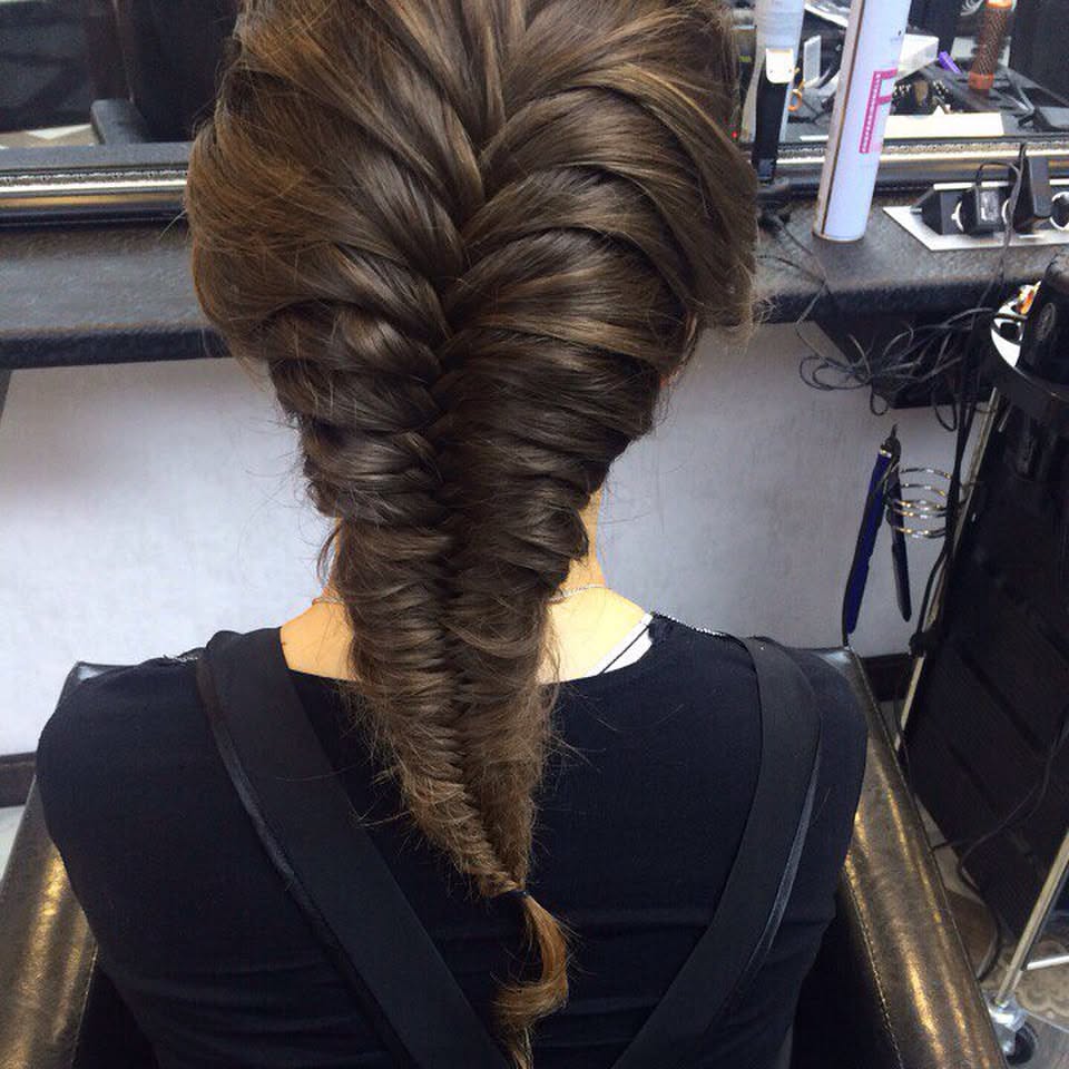 Textured Fishtail Braid On Rich Espresso Brown Hair