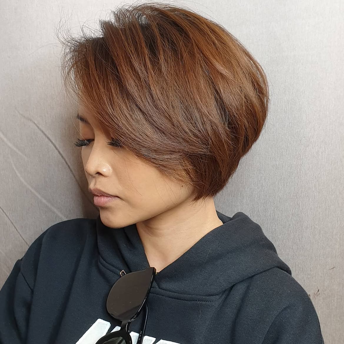 Textured Graduated Pixie Bob With Deep Side Part