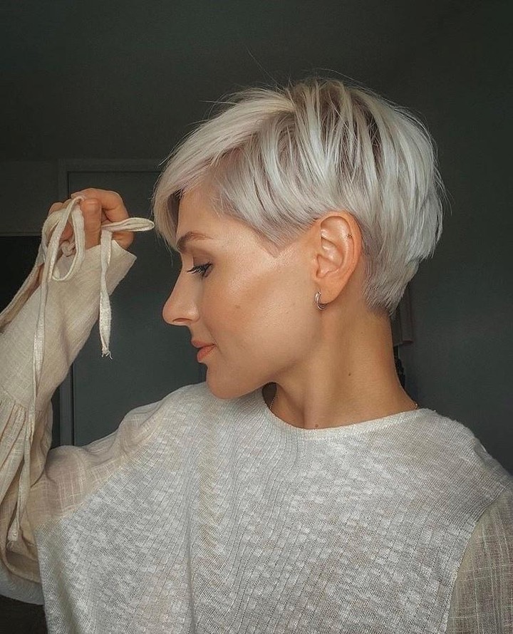 Textured Icy Platinum Pixie Bob Cut