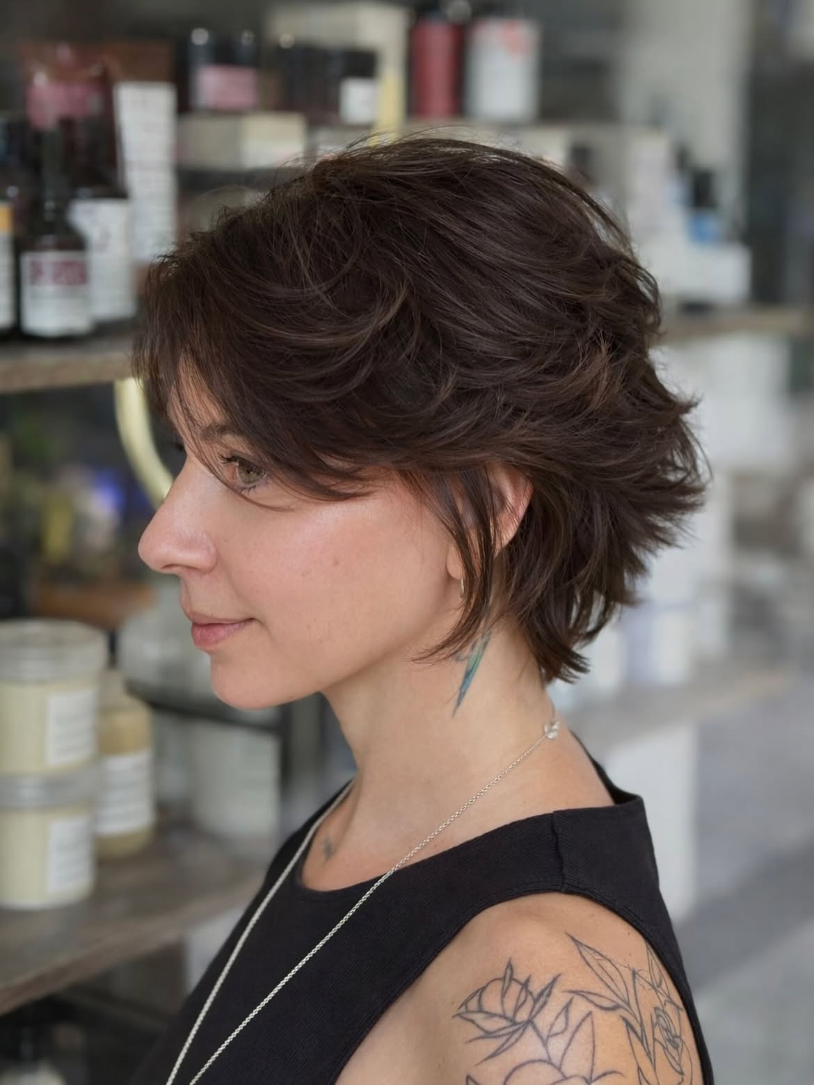 Textured Layered Pixie Bob With Soft Fringe