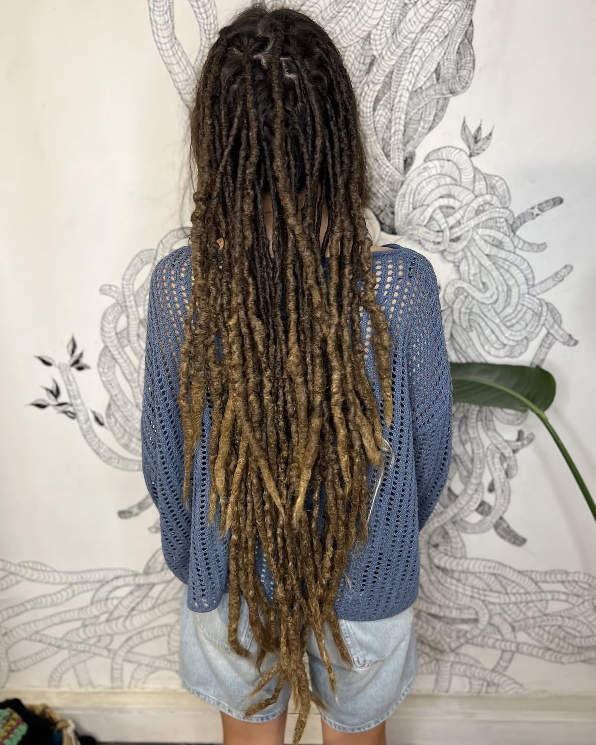 Textured Long Dreads With Natural Brown Tones