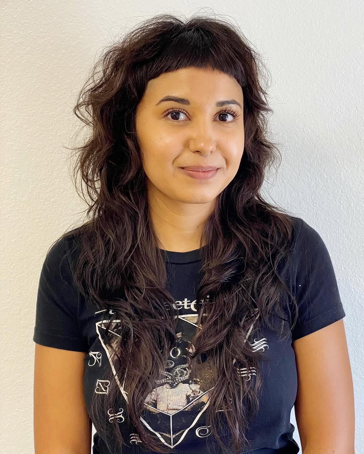 Textured Long Shag With Short Baby Bangs