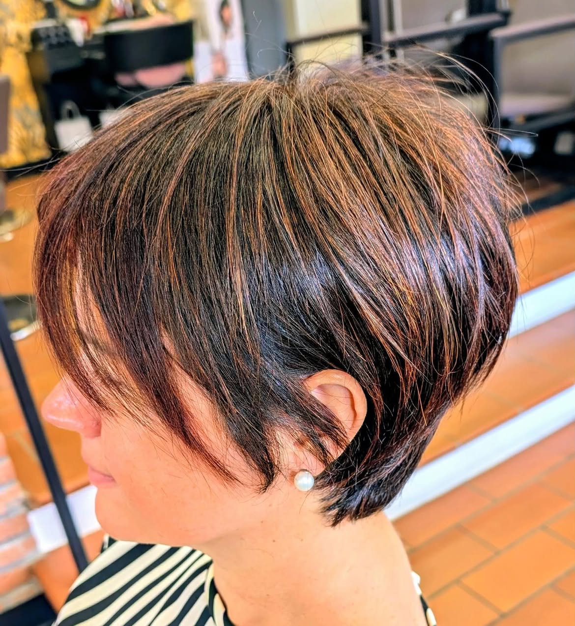 Textured Pixie Bob With Dimensional Copper Highlights