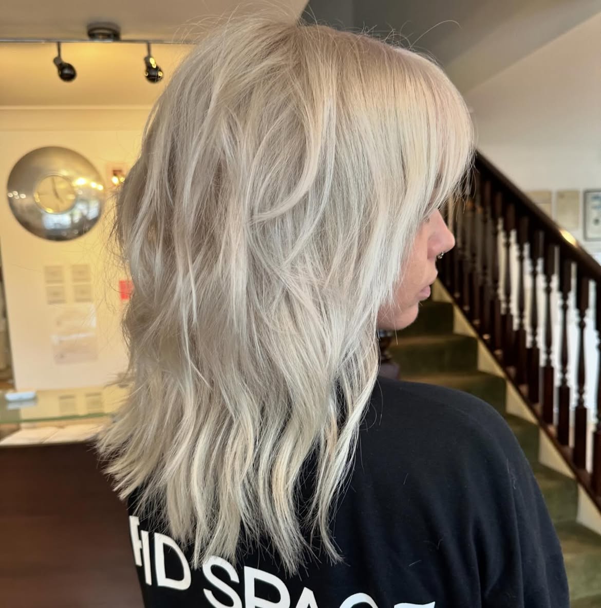 Textured Shag With Bright Platinum Blonde Layers