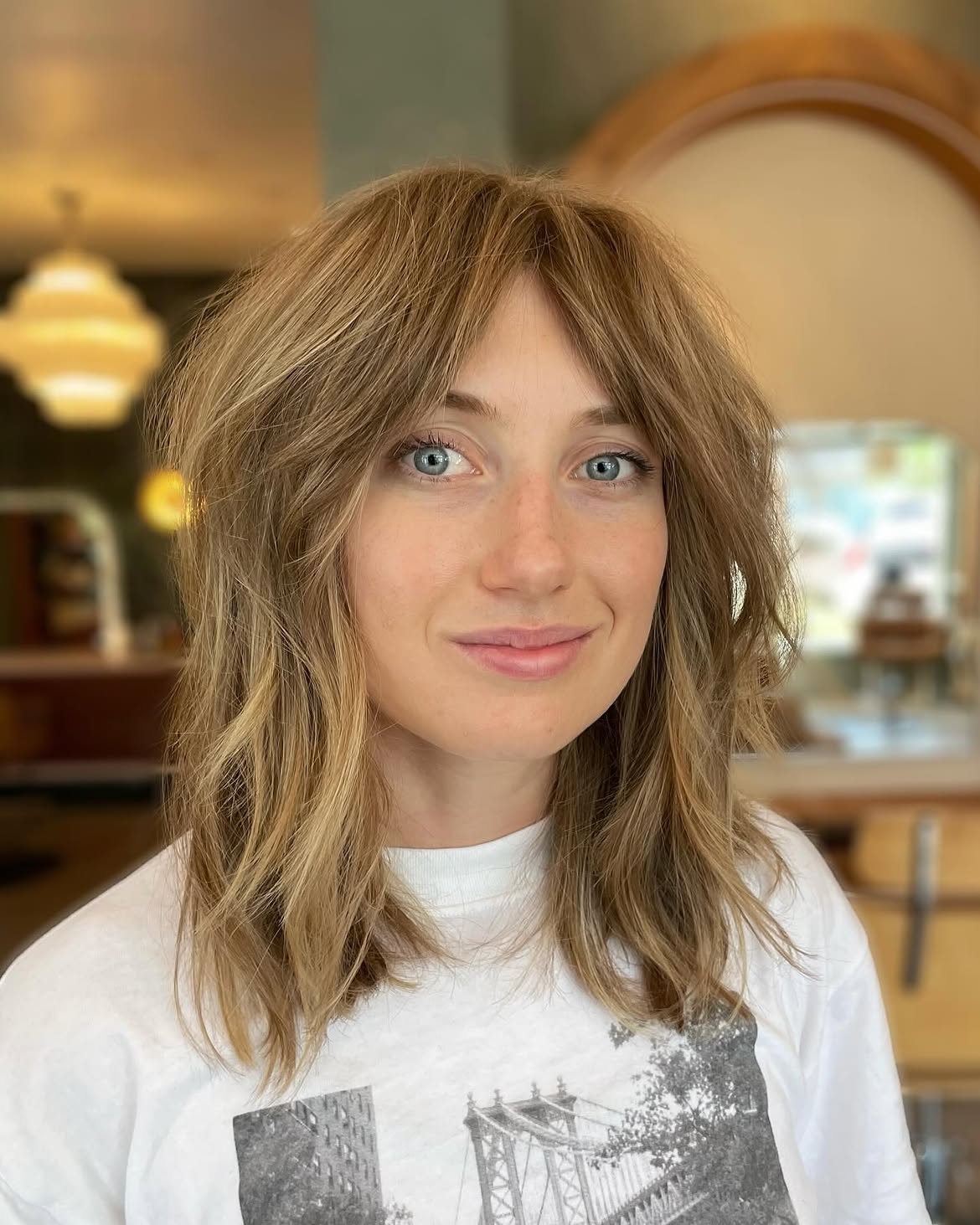Textured Shag With Curtain Bangs And Layers
