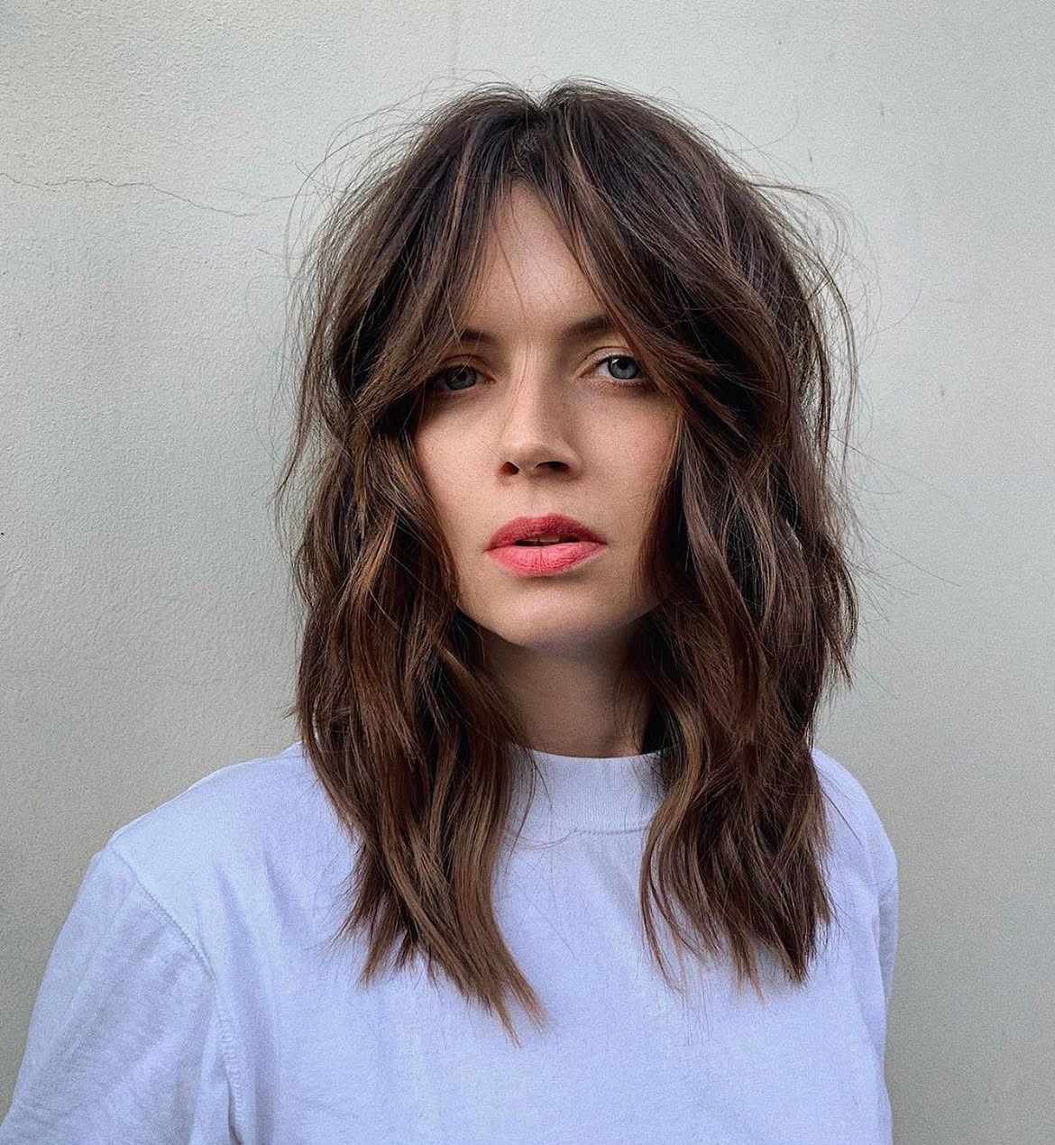 Textured Shag With Long Curtain Bangs