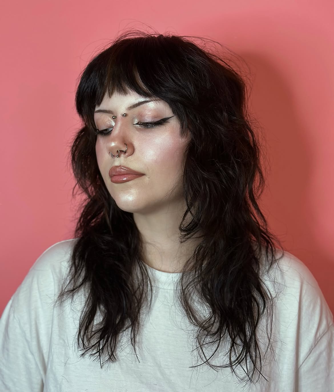 Textured Shag With Piecey Layers And Baby Bangs