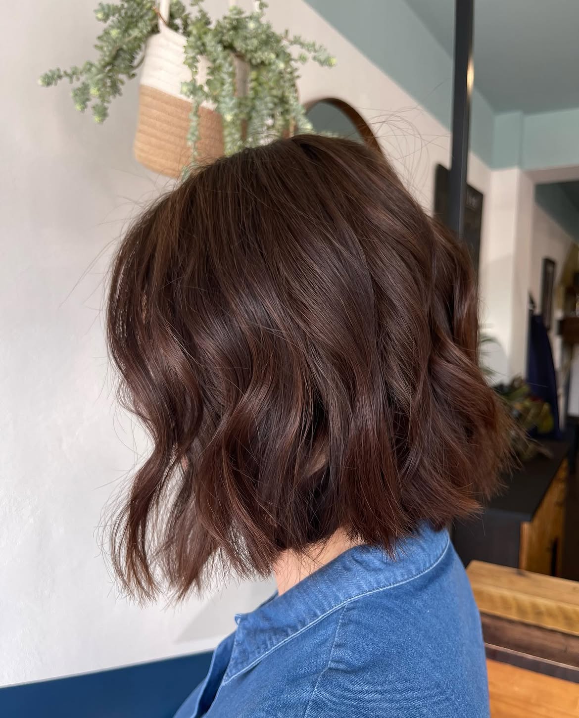 Tousled Brunette Bob With Beachy Waves