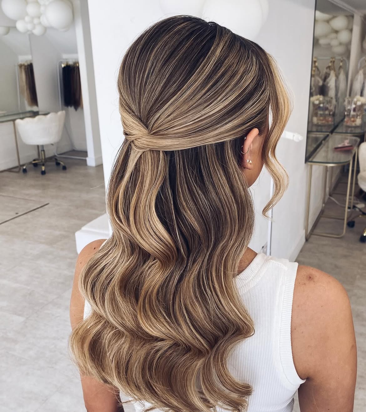 Twisted Half Up Half Down With Loose Waves